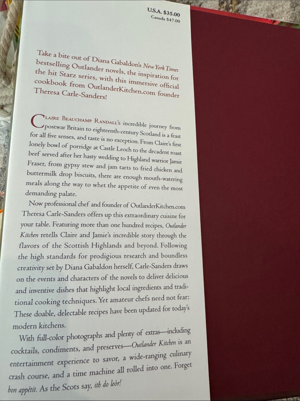 Outlander Kitchen Cookbook by Diana Gabaldon - Red Cover - Picture 3 of 6